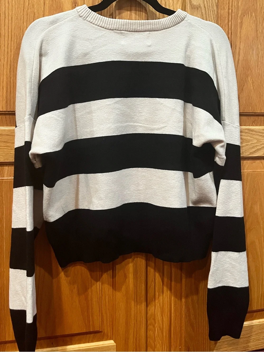 J. CREW Striped Black and White Knit Crew Neck Sweater